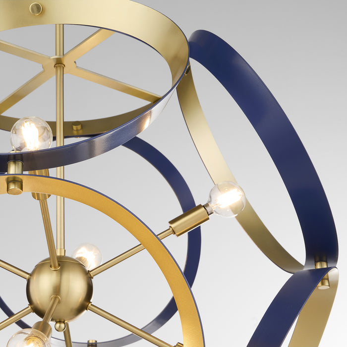 DOMAIN 30" Pendant - Blue / Aged Brass