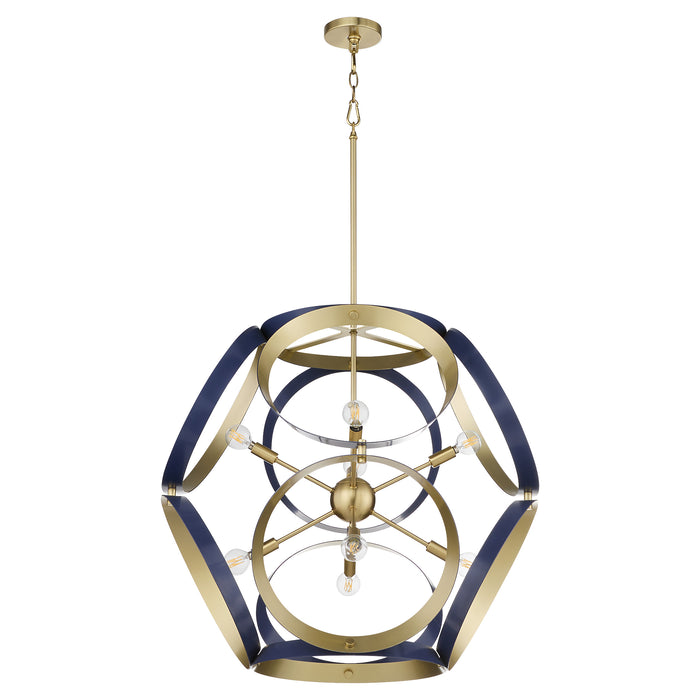 DOMAIN 30" Pendant - Blue / Aged Brass