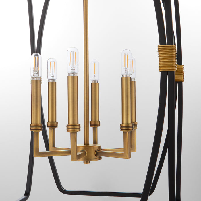 BISHOP 28" 6 Light Entry Matte Black / Brushed Brass