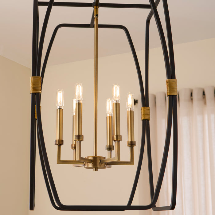 BISHOP 28" 6 Light Entry Matte Black / Brushed Brass